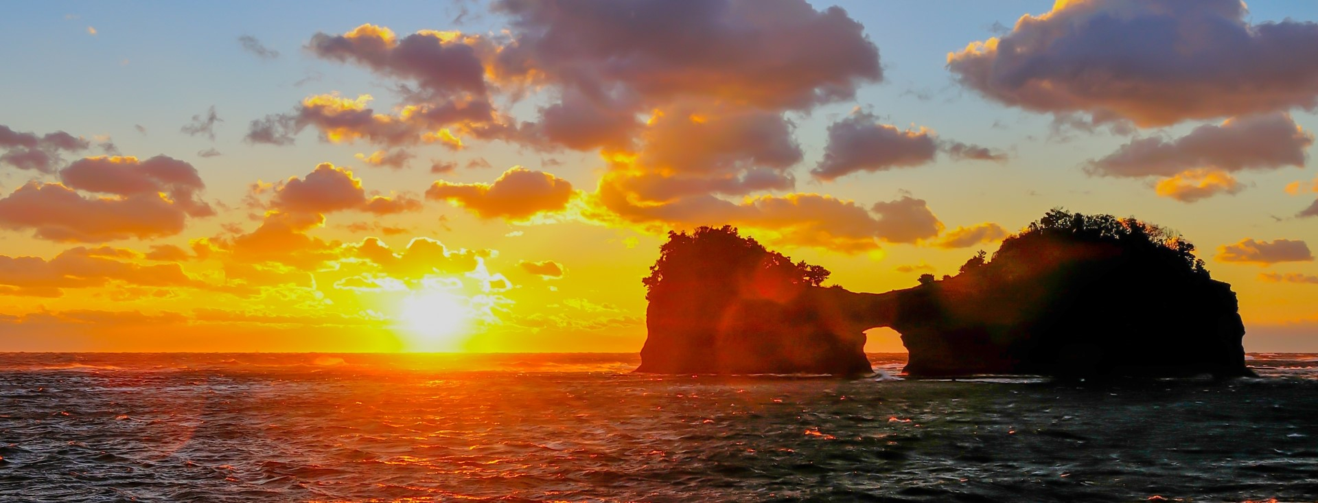 円月島夕日